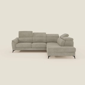 Arcos Divano angolare - piedini alti e poggiatesta reclinabili in microfibra impermeabile T11 tortora