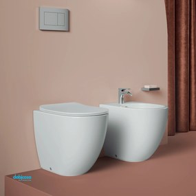 The ArtCeram "File 2.0" Coppia Di Sanitari Da Terra Filo Muro Senza Brida Con Copriwater Bianco Lucido