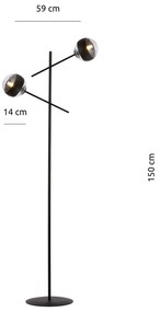 Piantana Contemporaneo Yama Acciaio Nero 2 Luci E14 Ip20