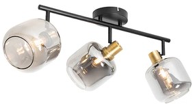 Faretto da soffitto nero con vetro fumé oblungo 3 luci - Zuzanna