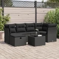 Set Divani da Giardino con Cuscini 7pz Nero Polyrattan 3325291