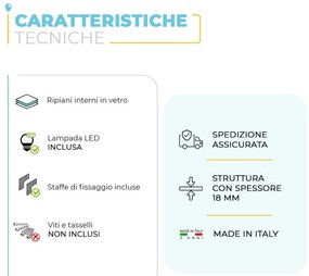 Specchio contenitore 68x61 cm rovere scuro con pensile e LED Way