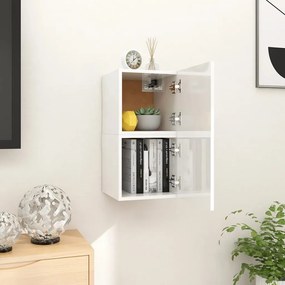 Mobili Porta Tv A Parete 2pz Bianco Lucido 30,5x30x30 Cm /