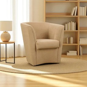 Poltrona beige in tessuto antimacchia dallo stile moderno e imbottita