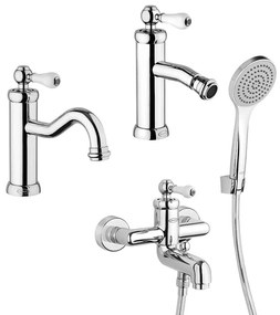 Set miscelatori lavabo bidet e gruppo vasca Tosca di Jacuzzi Rubinetteria in ottone cromato