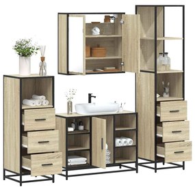 Set Mobili Da Bagno 4 Pz Rovere Sonoma İn Legno Multistrato /