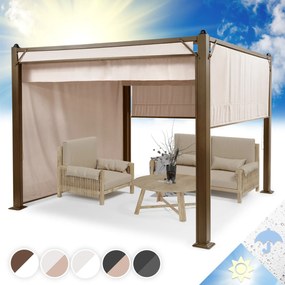 blumfeldt Pantheon Cortina Rust, Gazebo con tetto, 3 x 3 m, 4 componenti laterali