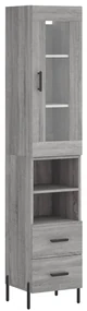 Credenza grigio sonoma 34,5x34x180 cm in legno multistrato