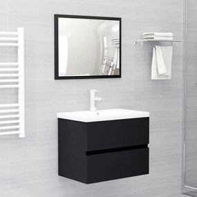 Set Mobili Da Bagno 2 Pz Nero İn Legno Multistrato /