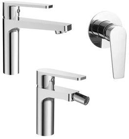 Miscelatori bagno in set lavabo bidet e doccia incasso cromati Recta