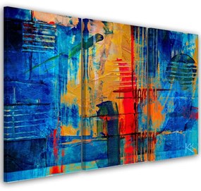 Quadro su tela 3  pannelli, Mano di astrazione blu pinto  Dimensioni Tappeti 120x80