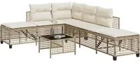 Set Divano ad Angolo 3 pz con Cuscini Beige in Polyrattan 365447