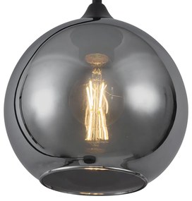 Lampada da terra Art Déco nera con vetro fumé - Sandra