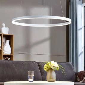Lampada LED a sospensione Arcchio Albiona, bianco, 1 anello, Ø 80 cm Albiona Arcchio, dimmerabile, Bianco / Opale, Cucina, Metallo, Moderno
