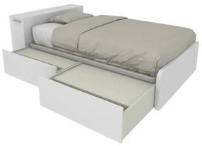 864CK - Letto cameretta 120x190  singolo con elemento contenitore in testata e cassettoni scorrevoli