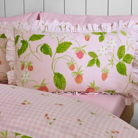 Set copripiumino e federa rosa per letto matrimoniale 3 pezzi 200x200 cm Strawberry Frills – Catherine Lansfield