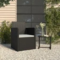 Poltrona da Giardino con Cuscino Nero in Polyrattan 362320