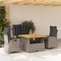 Set da Pranzo da Giardino 4 pz con Cuscini in Polyrattan Grigio 3277464