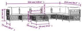 Set Salotto da Giardino 8 pz con Cuscini Antracite in Acciaio