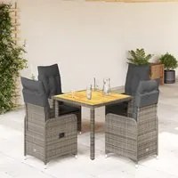 Set Bistr da Giardino 5 pz con Cuscini in Polyrattan Grigio 3277021