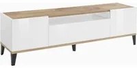 Mobile Porta Tv Moderno 160x40x47cm - ARTEMIS Colore: bianco laccato/ acero pereira