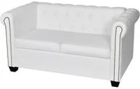 Divano Chesterfield a 2 Posti in Pelle Artificiale Bianco cod mxl 18553