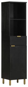Mobile Da Bagno Nero 38x33x160 Cm İn Legno Massello Di Mango /