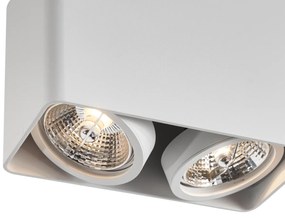 Faretto da superficie di design bianco GU10 70mm 2-luci ruotabile e inclinabile - Vox