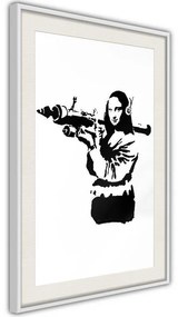 Poster  Banksy: Mona Lisa with Bazooka II  Cornice Quadri Cornice d'oro con passe-partout, Larghezza x Altezza Home decor 30x45