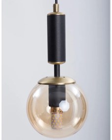 Lampada a sospensione giallo-nera con paralume in vetro ø 15 cm Hector - Squid Lighting