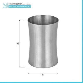 Portaspazzolini in acciaio inox satinato Lunar
