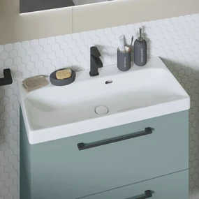 Mobile da bagno sotto lavabo SENSEA Remix verde laminato opaco L 75 x H 58 x P 33 cm 2 cassetti, lavabo non incluso