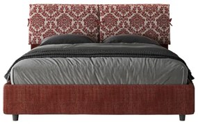 Letto matrimoniale contenitore imbottito 160x190 tessuto Agata 4 bordeaux Mados