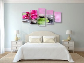 Quadri 5 pezzi – Orchidea con tocco di relax