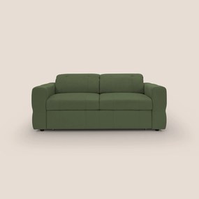 Kronos Divano con pouf estraibile poggiapiedi e poggiatesta reclinabili in morbida microfibra impermeabile T11 verde