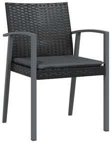 Sedie da giardino con cuscini 4pz nere 56,5x57x83 cm polyrattan