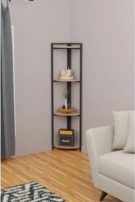 Libreria Angolare 4 Ripiani 30x30x160 Stile Industrial Uma Rovere