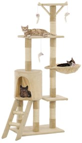 Albero Per Gatti Con Tiragraffi İn Sisal 138 Cm Beige /