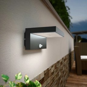 Applique LED Solare Minimal Nera con Sensore di Movimento Colore  Bianco Naturale 4.000K