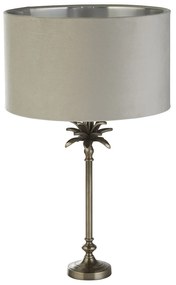 Lampada Da Scrivania Contemporanea Palma Ottone Velluto Grigio 1 Luce E27