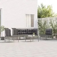 Set Divani da Giardino 6 pz con Cuscini in Polyrattan Grigio 3187487