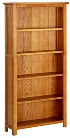 Libreria a 5 Ripiani 70x22x140 cm in Legno Massello di Rovere