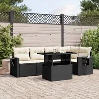 Set Divano da Giardino 6 pz con Cuscini Nero in Polyrattan 3267886