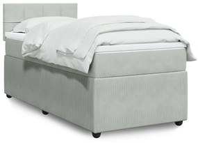 Giroletto A Molle Con Materasso Grigio Chiaro 90x190 Cm Velluto /