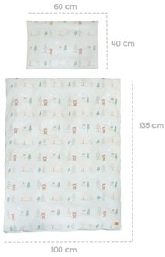 Set copripiumino e federa da bambini verde chiaro in cotone per culla 100x135 cm Woodland Buddies – Roba