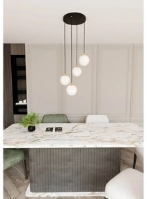 Lampadario a Sospensione in Acciaio e Vetro ROYAL 4 Bianco o Nero 4xE14 Colore del corpo Nero