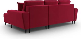 Divano angolare rosso allungabile e con contenitore (con penisola a destra/con chaise lounge) con rivestimento in velluto Kyoto – Cosmopolitan Design