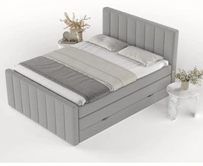 Letto boxspring grigio chiaro con contenitore 200x200 cm Ruby - Maison de Rêve