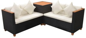 Set divani da giardino 4 pz con cuscini in polyrattan nero