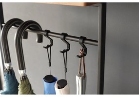 Portaombrelli nero con ripiano in legno Yamazaki Tower - YAMAZAKI